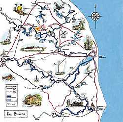 Detailed map of the Norfolk Broads
